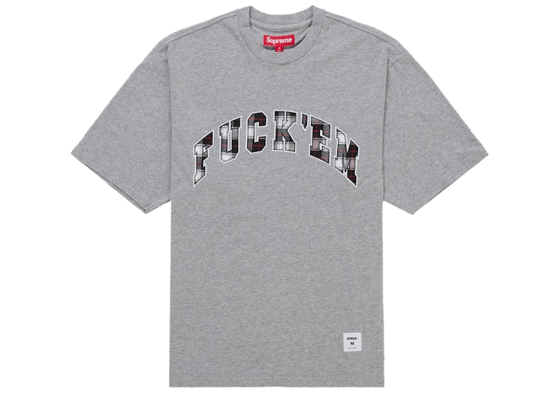 Supreme Fuck Em Plaid S/S Top Heather Grey