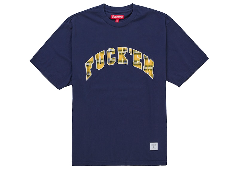 Supreme Fuck Em Plaid S/S Top Navy