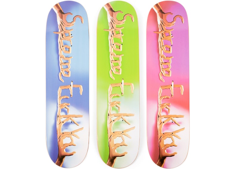 Supreme Fuck You Skateboard Deck Blue/Green/Pink Set