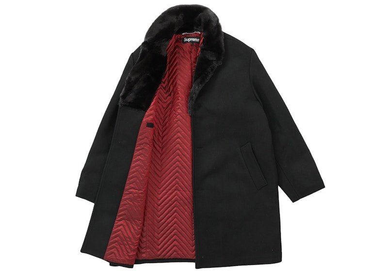 Order シュプリーム ファーカラーカーコート (黒)
