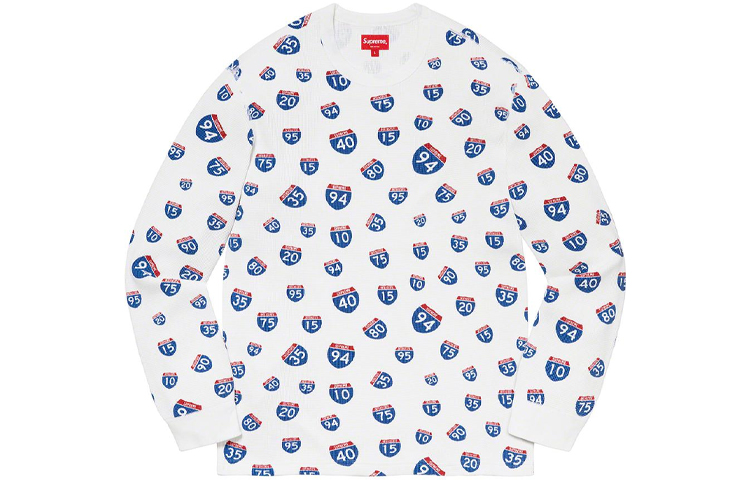 Supreme FW20 Week 10 Interstate Waffle Thermal Logo Crewneck Sweatshirt Unisex SUP-FW20-245