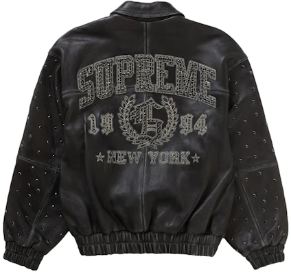 Supreme Jaket Kulit Hitam Bertatahkan Permata Buy Supreme Jaket Kulit Hitam Bertatahkan Permata