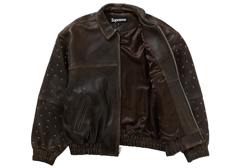 Supreme Gem Studded Leather Jacket Brown 圖 2