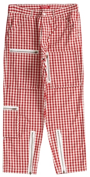 supreme-gingham-flight-pant-red