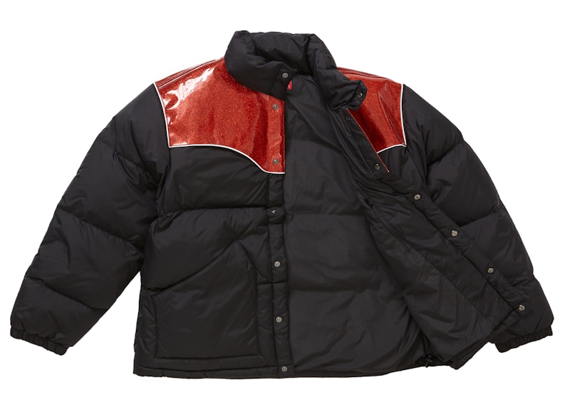 Order Supreme Chaqueta Puffer Negra con Brillo y Acolchado de Plumas