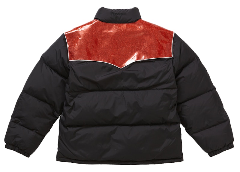 Lookbook Supreme Chaqueta Puffer Negra con Brillo y Acolchado de Plumas