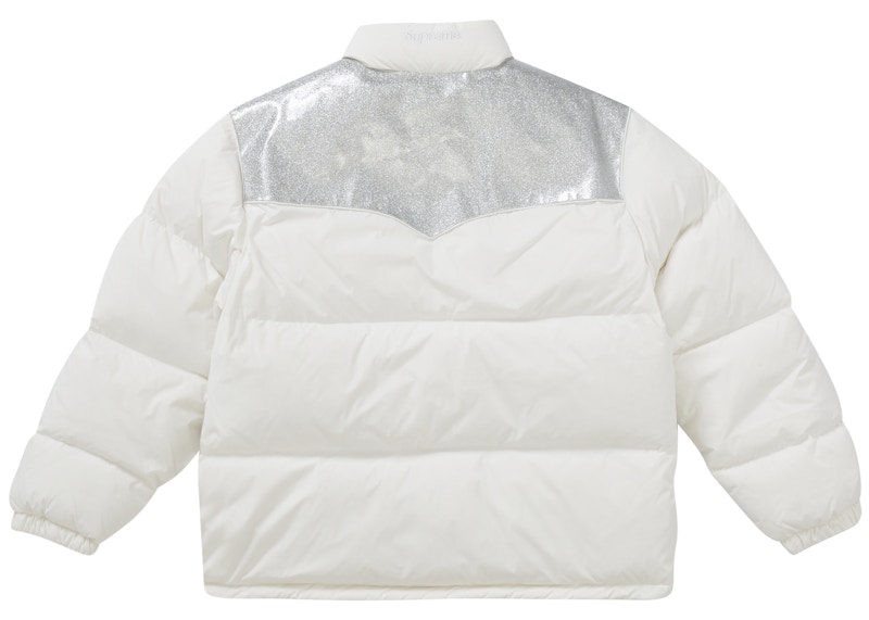 Lookbook Chaqueta Puffer Supreme Glitter Yoke Blanca.