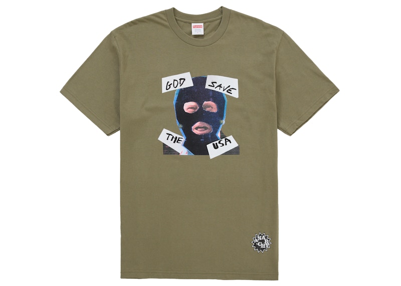 Supreme God Save Us Tee Light Olive