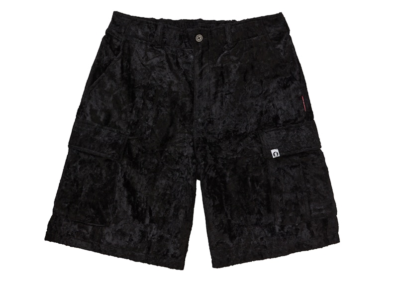 Buy Supreme GOODENOUGH 黑色压褶人造丝工装短裤