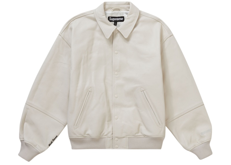 Buy Supreme Gore-Tex Infinium WINDSTOPPER Leather Varsity Jacket White