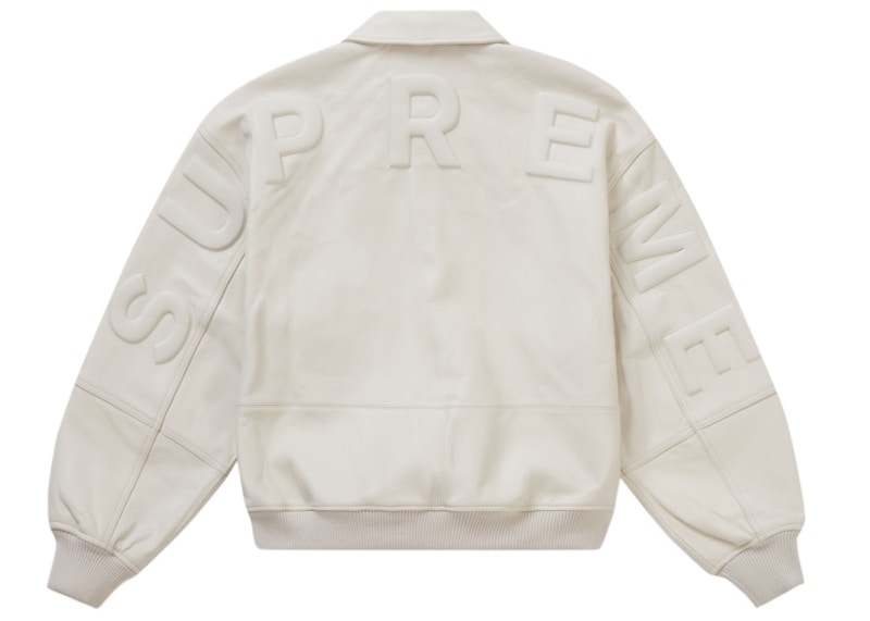 Lookbook Supreme Gore-Tex Infinium WINDSTOPPER Leather Varsity Jacket White