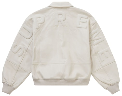 Supreme Gore-Tex Infinium WINDSTOPPER Leather Varsity Jacket White Lookbook Supreme Gore-Tex Infinium WINDSTOPPER Leather Varsity Jacket White