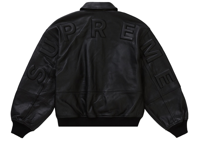 Supreme GTX Infinium WINDSTOPPER Leather Varsity Jacket Black 圖 3
