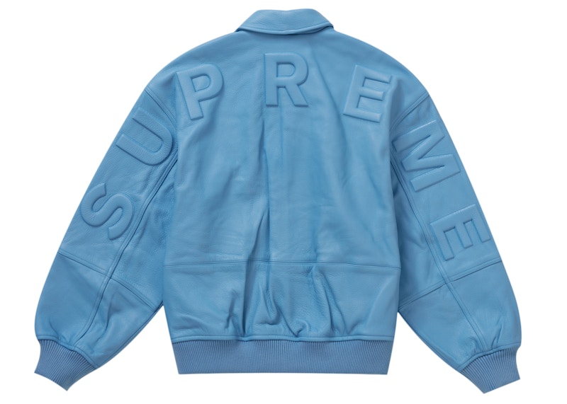 Lookbook Supreme Gore-Tex Infinium WINDSTOPPER 皮革棒球外套 淺藍色