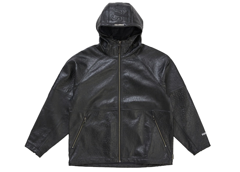 Supreme GORE-TEX Ostrich Embosssed Leather Jacket Black