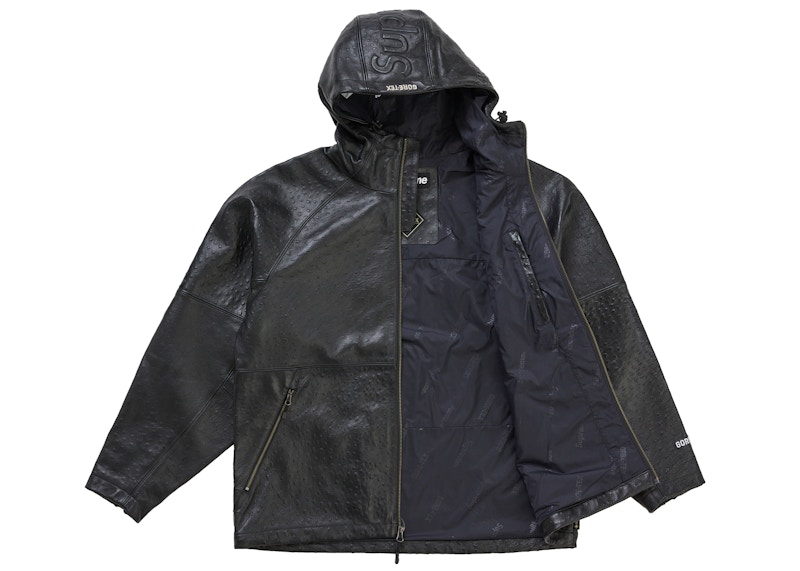 Order Supreme Jaket Kulit GORE-TEX Motif Burung Unta Hitam