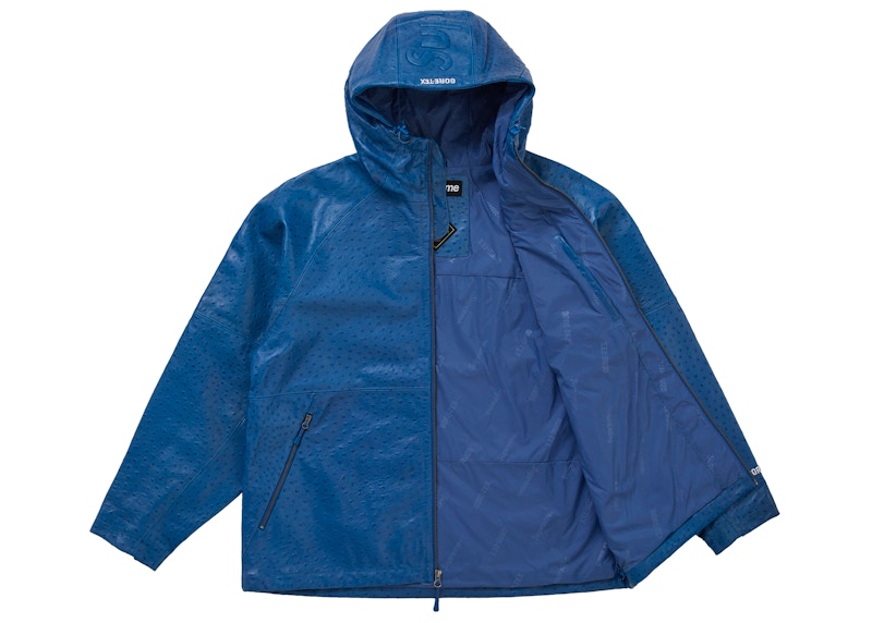 Order Supreme GORE-TEX Ostrich Embosssed Leather Jacket Blue