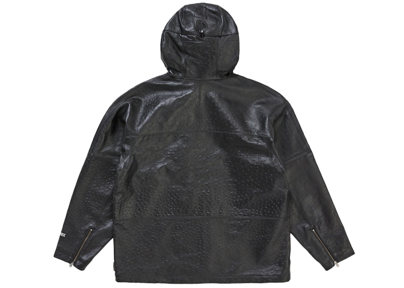 Lookbook Supreme Jaket Kulit GORE-TEX Motif Burung Unta Hitam