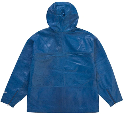 Supreme GORE-TEX Ostrich Embosssed Leather Jacket Blue Lookbook Supreme GORE-TEX Ostrich Embosssed Leather Jacket Blue