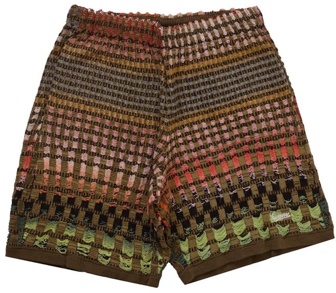 supreme-gradient-grid-knit-short-brown