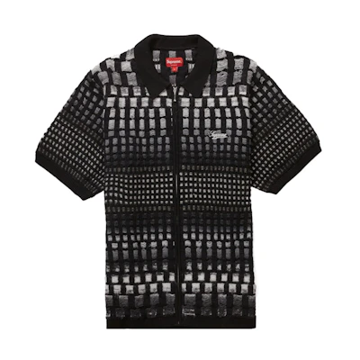 Supreme Gradient Grid Zip Up Polo Black