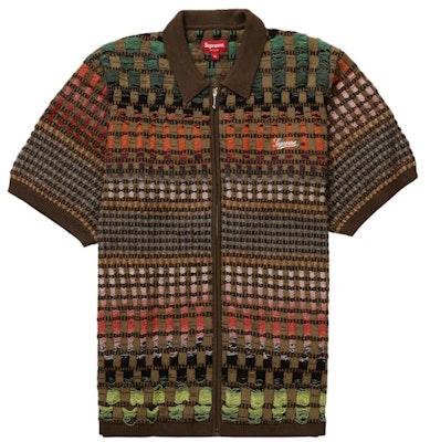 Supreme Gradient Grid Zip Up Polo Brown Buy Supreme Gradient Grid Zip Up Polo Brown