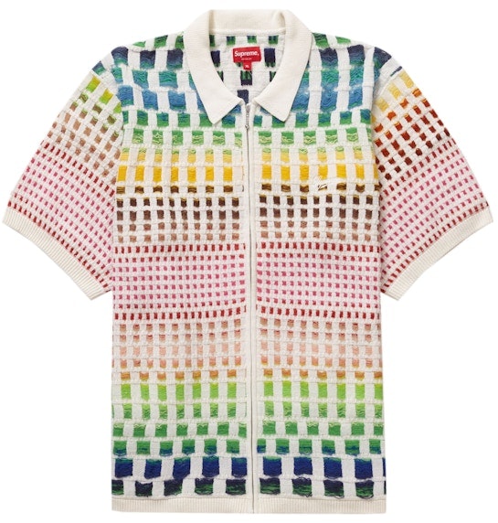 supreme-gradient-grid-zip-up-polo-natural