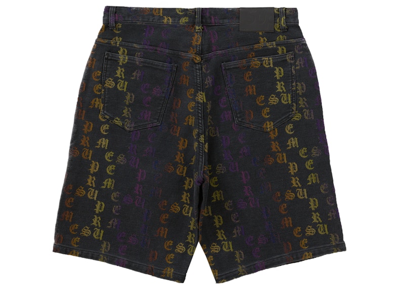 Order 슈프림 그라데이션 데님 반바지 (블랙) 
