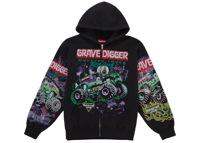 Supreme Grave Digger Zip Up Hooded Sweatshirt Black