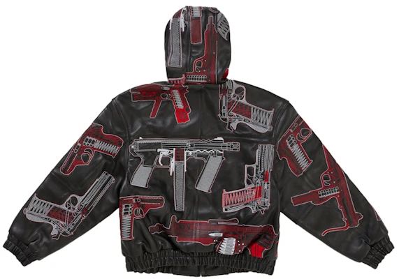 Supreme 枪支刺绣连帽皮夹克 黑色 Lookbook Supreme 枪支刺绣连帽皮夹克 黑色