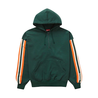 Supreme Half Zip Hooded Sweatshirt Dark Green