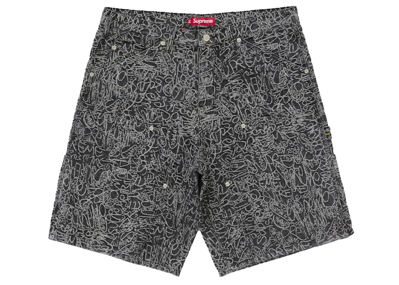 Supreme Handwriting Double Knee Denim Short Black