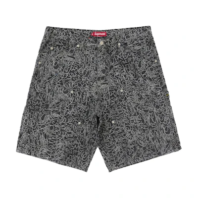 Supreme Handwriting Double Knee Denim Short Black