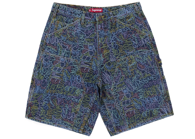 Supreme Handwriting Double Knee Denim Short Indigo