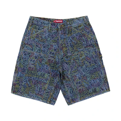 Supreme Handwriting Double Knee Denim Short Indigo