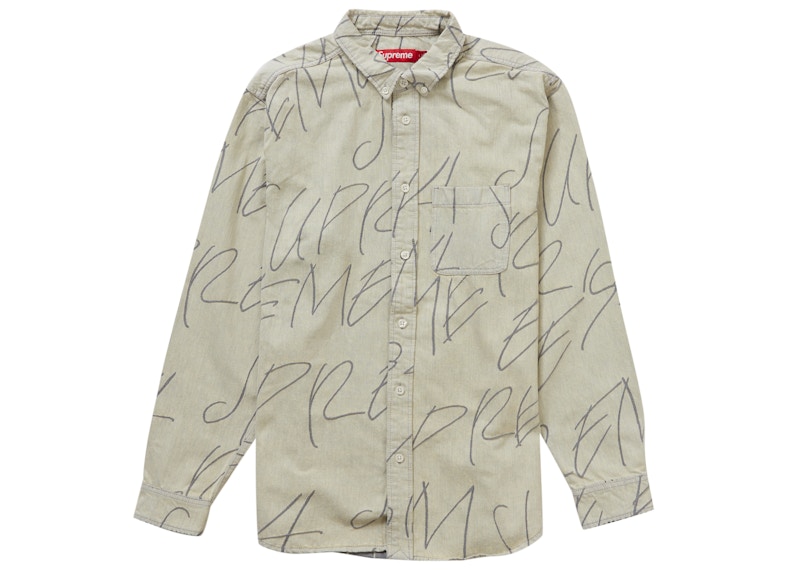 Supreme Handwriting Jacquard Denim Shirt Dirty