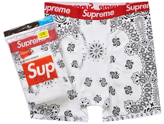 Supreme Hanes Bandana Boxer Briefs (2 Pack) White Buy Supreme Hanes Bandana Boxer Briefs (2 Pack) White
