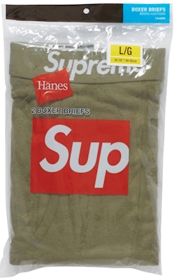 Supreme Hanes Boxer Briefs (2 Pack) Olive Buy Supreme Hanes Boxer Briefs (2 Pack) Olive
