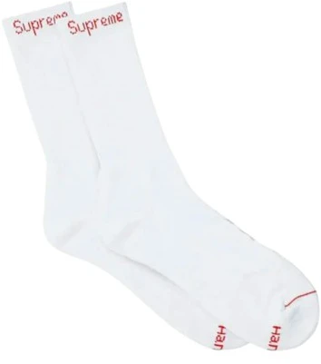 supreme-hanes-crew-socks-1-pair-white