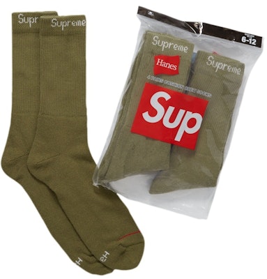 Supreme Hanes Crew Socks (4 Pack) Olive Order Supreme Hanes Crew Socks (4 Pack) Olive