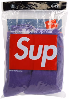 Supreme Hanes Crew Socks (4 Pack) Purple Buy Supreme Hanes Crew Socks (4 Pack) Purple