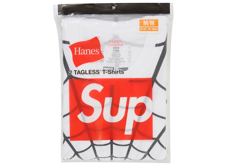 Lookbook Supreme Hanes 無標籤蜘蛛人T恤 (2件裝) 白色