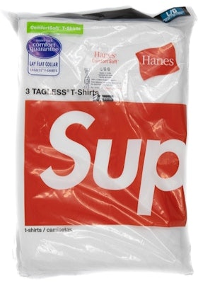 Supreme Hanes Tagless Tees (3 Pack) White Buy Supreme Hanes Tagless Tees (3 Pack) White