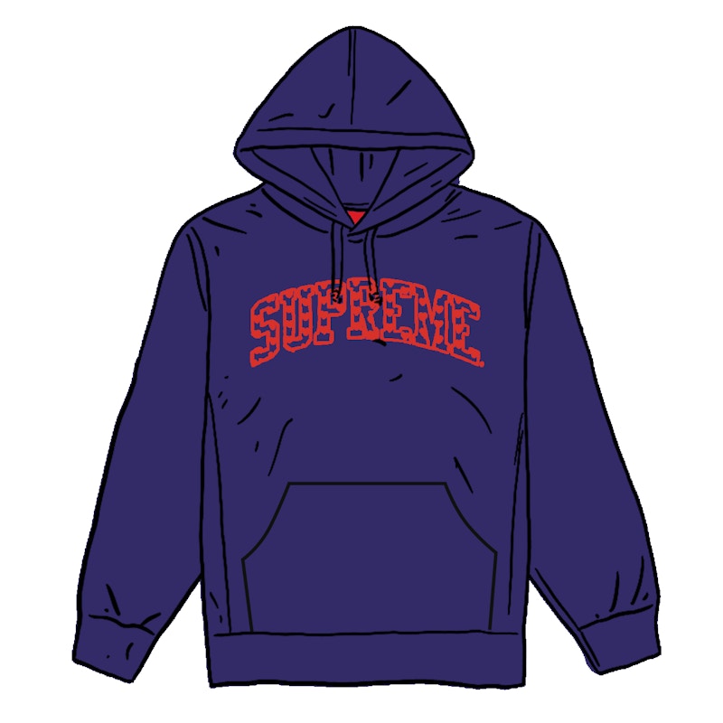 Buy 슈프림 하트 아크 후디 네이비 워시 (Supreme Hearts Arc Hoodie Navy Wash) 
