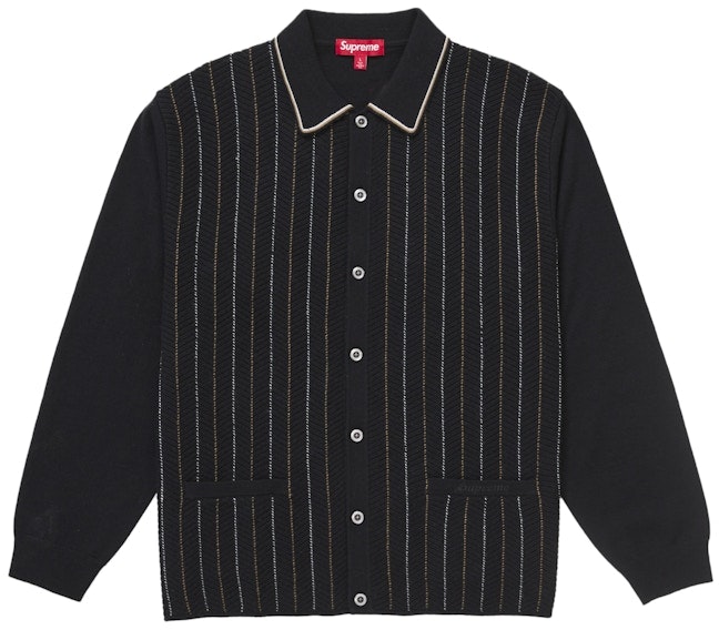 supreme-herringbone-cardigan-black