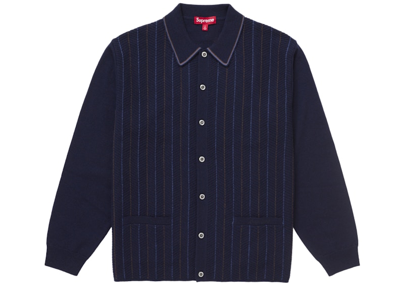 Supreme Herringbone Cardigan Navy