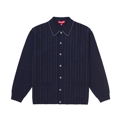 Supreme Herringbone Cardigan Navy