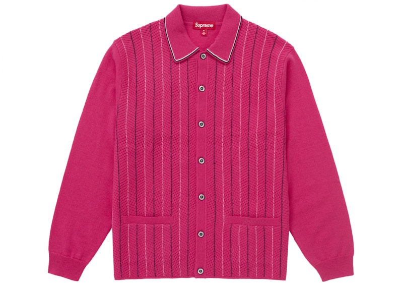 Supreme Herringbone Cardigan Pink