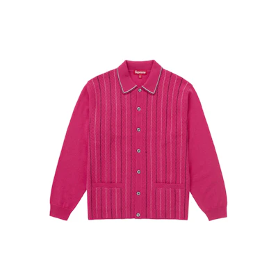 Supreme Herringbone Cardigan Pink