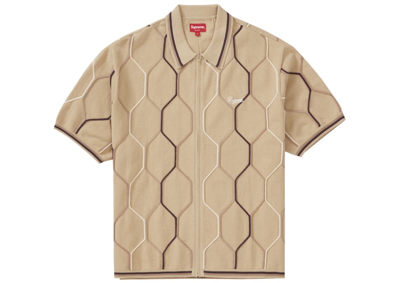Supreme Hex Zip Up Polo Tan